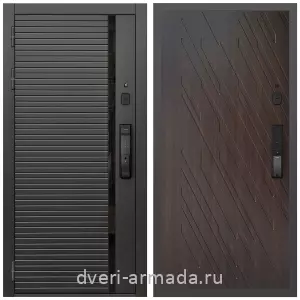 Входные двери лофт, Умная входная смарт-дверь Армада Каскад BLACK МДФ 10 мм Kaadas K9 / МДФ 16 мм ФЛ-86 Венге структурный