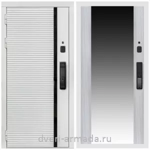 Двери оптом, Металлическая умная входная смарт-дверь Армада Каскад WHITE МДФ 10 мм Kaadas K9 / МДФ 16 мм СБ-16 Сандал белый