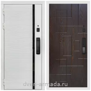 Входные двери 880 мм, Умная входная смарт-дверь Армада Каскад WHITE МДФ 10 мм Kaadas K9 / МДФ 16 мм ФЛ-57 Дуб шоколад