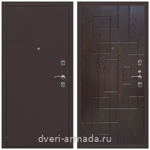 Недорогие, Дверь входная Армада Комфорт Антик медь / МДФ 16 мм ФЛ-57 Дуб шоколад