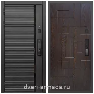 Входные двери лофт, Умная входная смарт-дверь Армада Каскад BLACK МДФ 10 мм Kaadas K9 / МДФ 16 мм ФЛ-57 Дуб шоколад