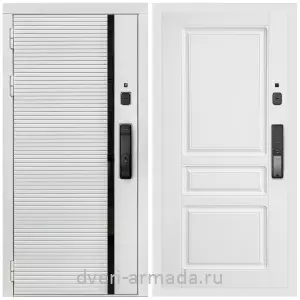 Входные двери 2050 мм, Умная входная смарт-дверь Армада Каскад WHITE МДФ 10 мм Kaadas K9 / МДФ 16 мм ФЛ-243 Белый матовый