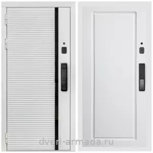 Входные двери 2050 мм, Умная входная смарт-дверь Армада Каскад WHITE МДФ 10 мм Kaadas K9 / МДФ 16 мм ФЛ-119 Белый матовый