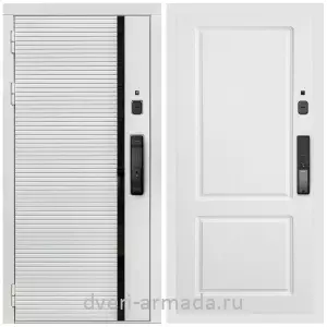 Левые входные двери, Умная входная смарт-дверь Армада Каскад WHITE МДФ 10 мм Kaadas K9 / МДФ 16 мм ФЛ-117 Белый матовый