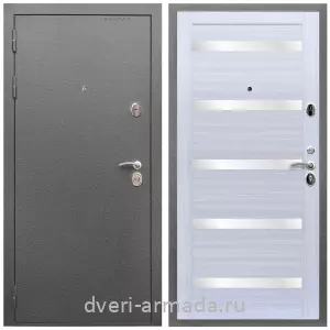 Офисные, Дверь входная Армада Оптима Антик серебро / МДФ 16 мм СБ-14 Сандал белый стекло белое