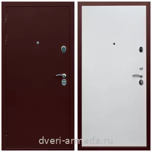 МДФ без фрезеровки, Дверь входная утепленная Армада Люкс Антик медь / МДФ 10 мм Гладкая белый матовый