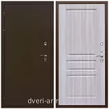 Дверь входная стальная уличная для загородного дома Армада Термо Молоток коричневый/ МДФ 16 мм ФЛ-243 Сандал белый