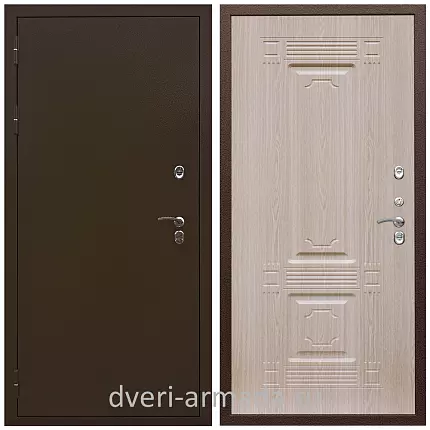 Дверь входная стальная уличная для загородного дома Армада Термо Молоток коричневый/ МДФ 16 мм ФЛ-2 Дуб белёный